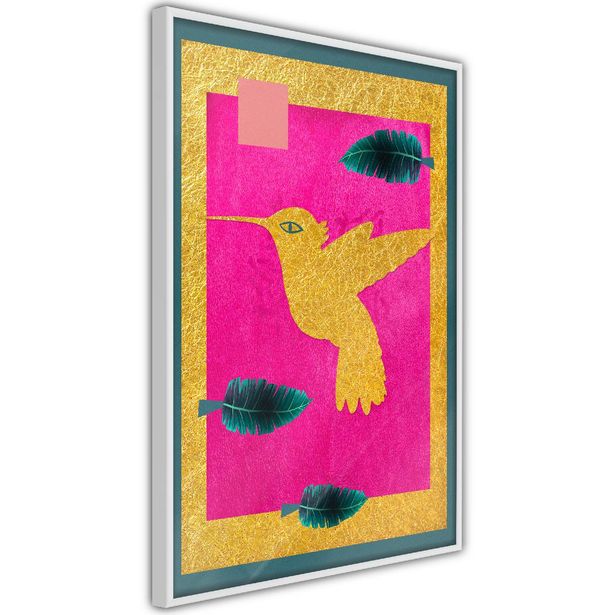 Juliste Artgeist Golden Hummingbird, kehyksillä, eri kokoja