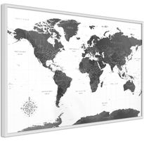 Juliste Artgeist Monochrome Map, kehyksillä, eri kokoja