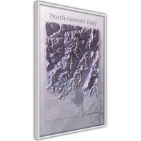 Juliste Artgeist Isometric Map: North-Eastern Italy, kehyksillä, eri kokoja