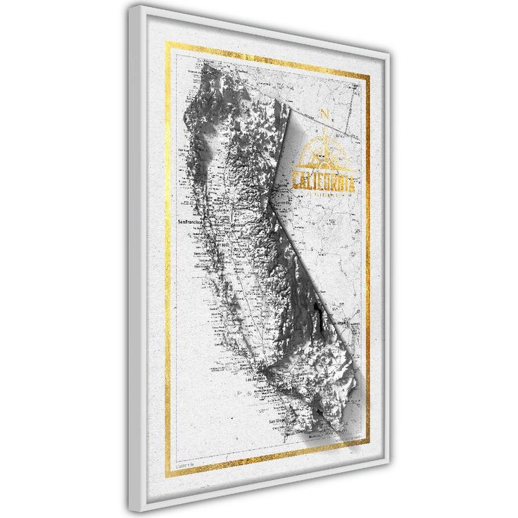 Juliste Artgeist Isometric Map: California, kehyksillä, eri kokoja