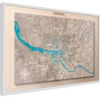 Juliste Artgeist Isometric Map: Hamburg, kehyksillä, eri kokoja