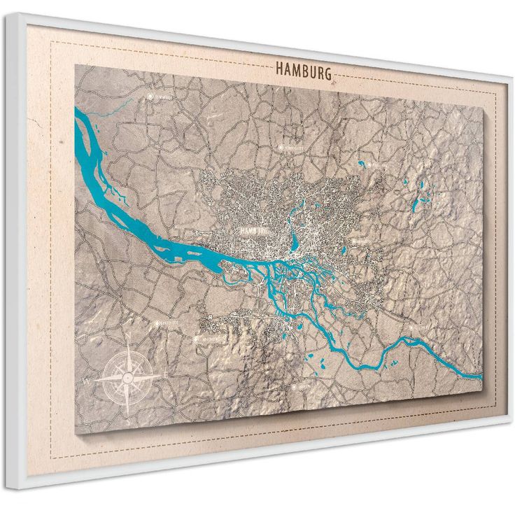 Juliste Artgeist Isometric Map: Hamburg, kehyksillä, eri kokoja