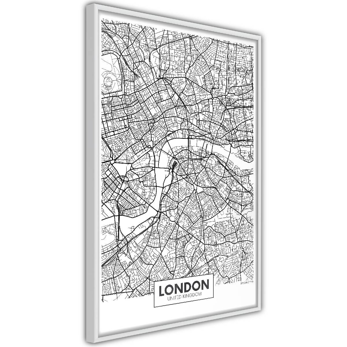 Juliste Artgeist Map of London, kullanvärinen kehys, 45x30cm