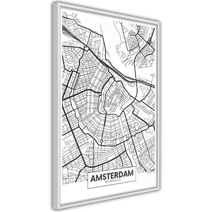 Juliste Artgeist Map of Amsterdam, kehyksillä, eri kokoja