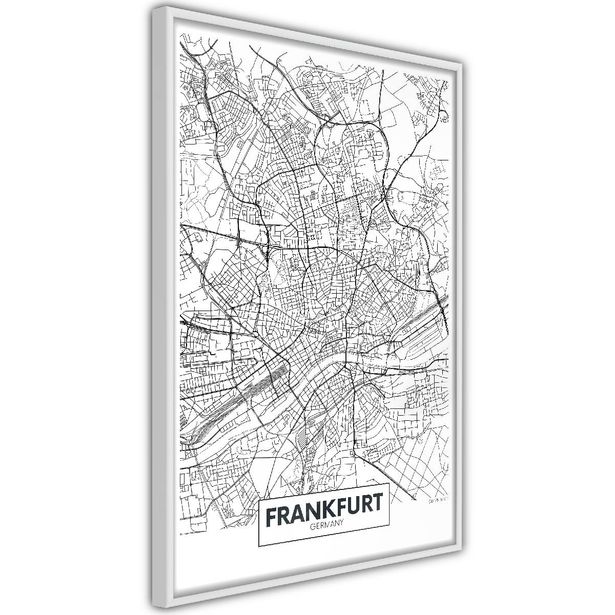 Juliste Artgeist Map of Frankfurt, kehyksillä, eri kokoja