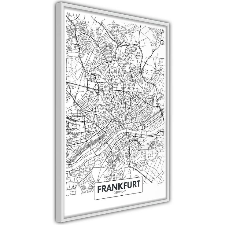 Juliste Artgeist Map of Frankfurt, kehyksillä, eri kokoja