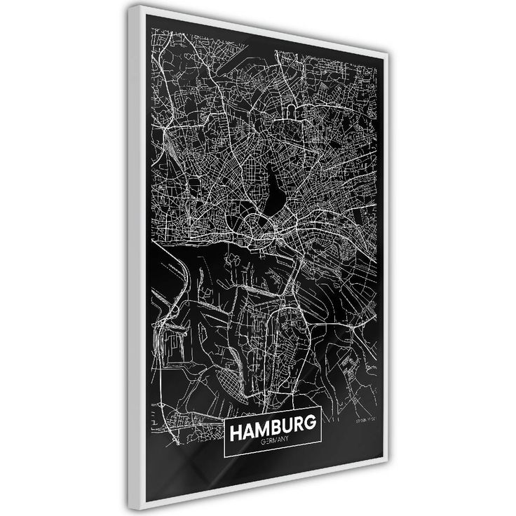 Juliste Artgeist Dark Map of Hamburg, kehyksillä, eri kokoja