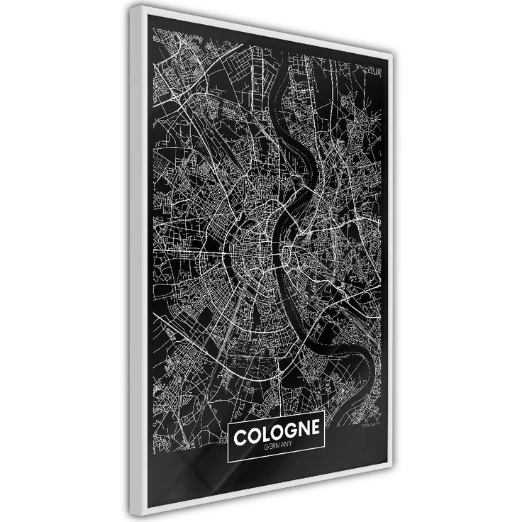 Juliste Artgeist Dark Map of Cologne, kehyksillä, eri kokoja