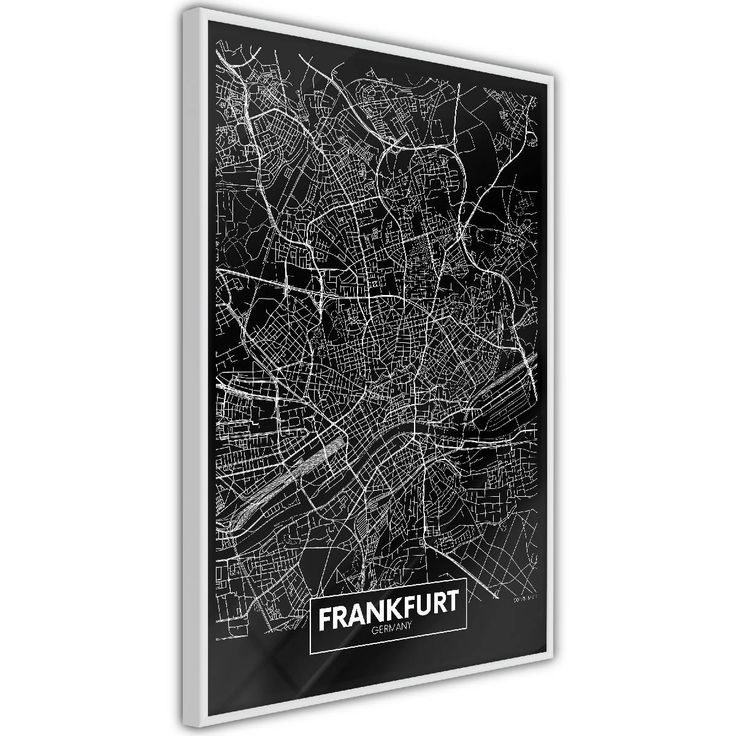 Juliste Artgeist Dark Map of Frankfurt, kehyksillä, eri kokoja