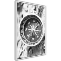 Juliste Artgeist Black and White Compass, kehyksillä, eri kokoja