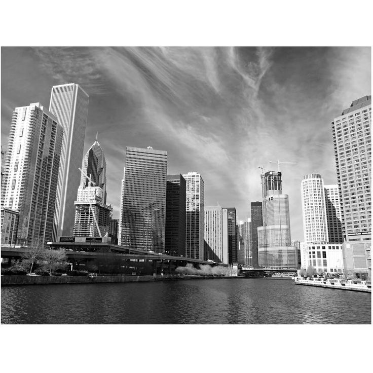 Kuvatapetti Artgeist Chicago Skyline mustavalkoinen, eri kokoja