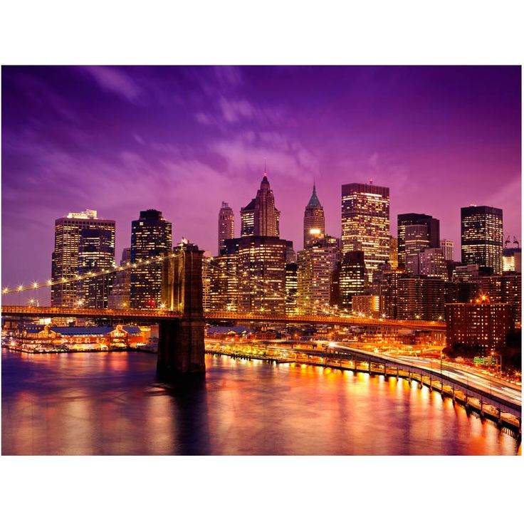 Kuvatapetti Artgeist Manhattan ja Brooklyn Bridge yöllä, eri kokoja