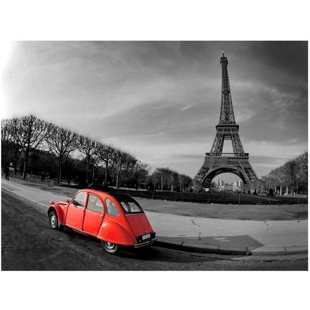 Kuvatapetti Artgeist Eiffel-torni ja punainen auto, eri kokoja