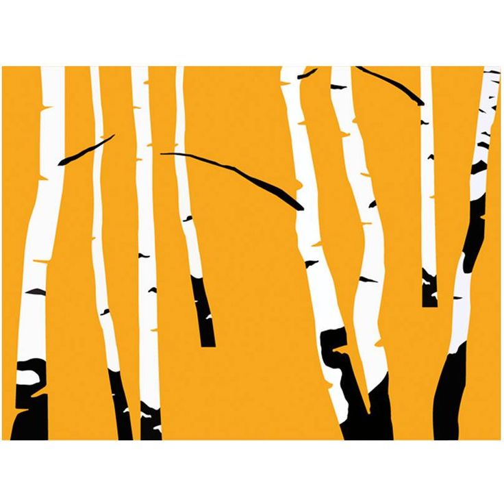 Metsätapetti Artgeist Birches on the orange background, eri kokoja