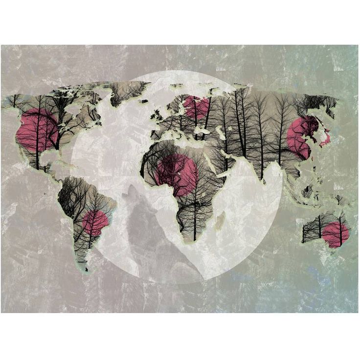 Metsätapetti Artgeist Map of the World - Howling to the moon, eri kokoja