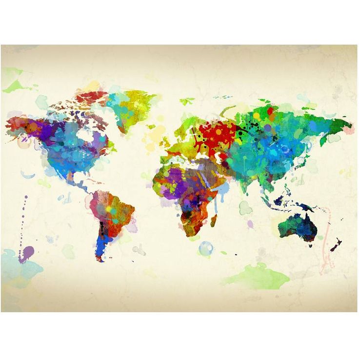 Kuvatapetti Artgeist Paint splashes map of the World, eri kokoja