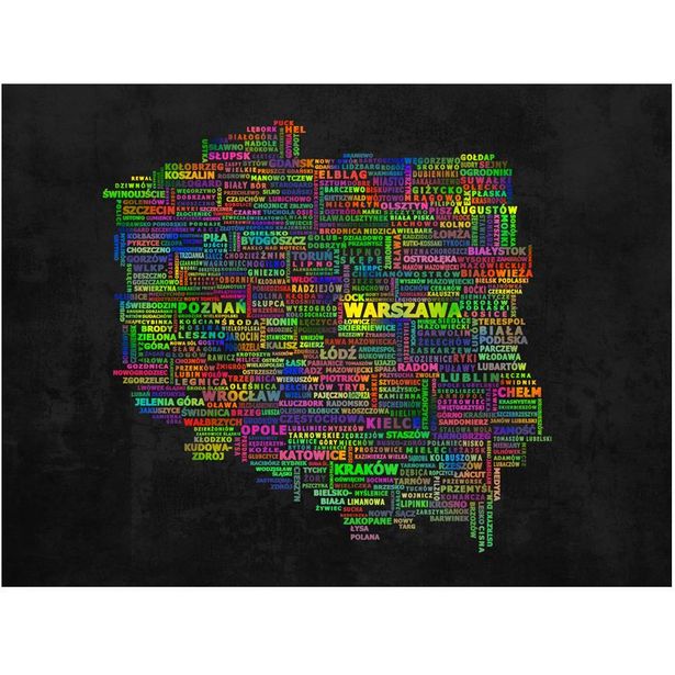 Kuvatapetti Artgeist Värikäs Puolan kartta, eri kokoja