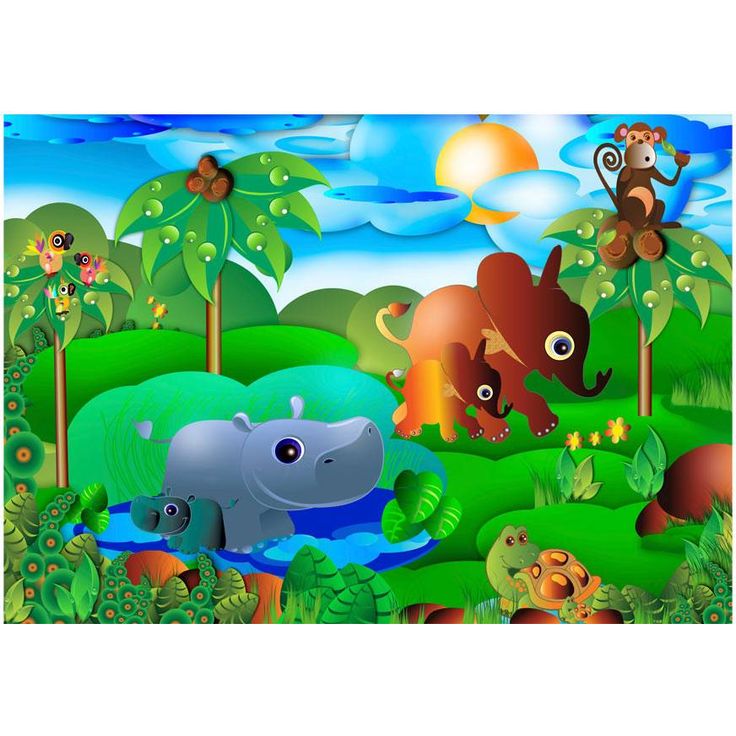 Lastenhuoneen tapetti Artgeist Animal family, eri kokoja
