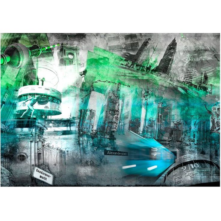 Kuvatapetti Artgeist Berlin - Green Collage, eri kokoja