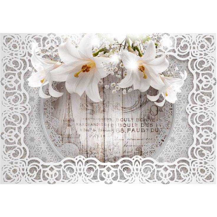 Kuvatapetti Artgeist Lilies and Wooden Background, eri kokoja