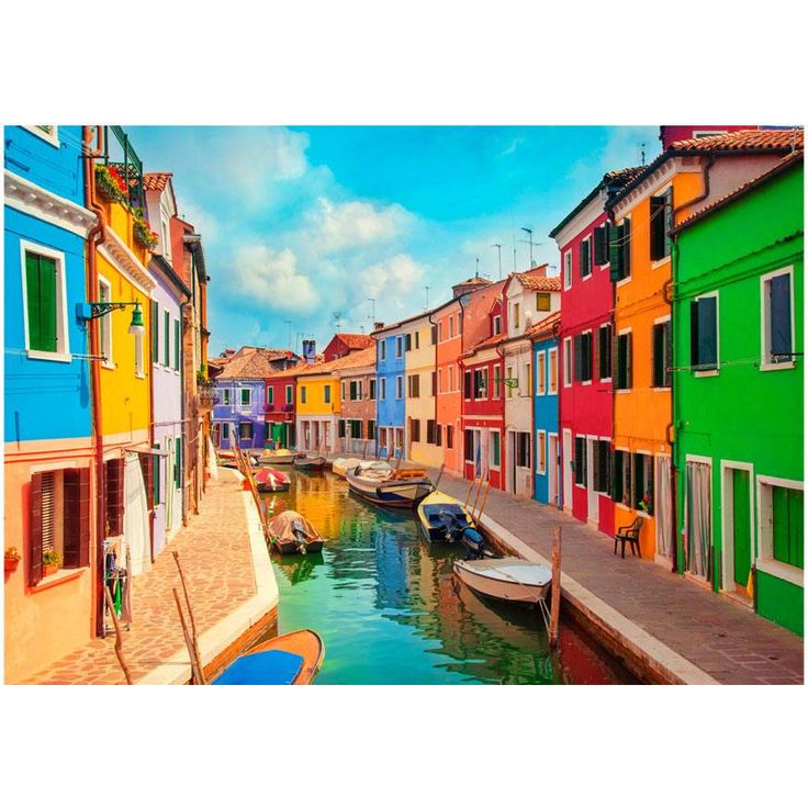 Kuvatapetti Artgeist Colorful Canal in Burano, eri kokoja