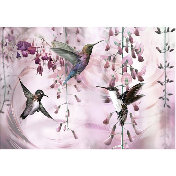 Kuvatapetti Artgeist Flying Hummingbirds Pink, eri kokoja