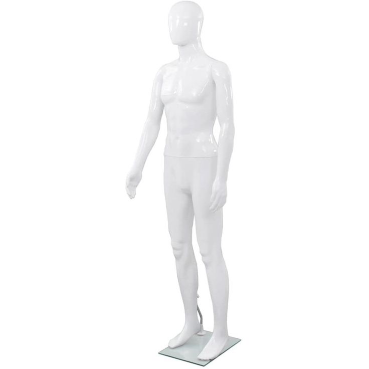 Aidon kokoinen miesmallinukke lasijalustalla 185cm