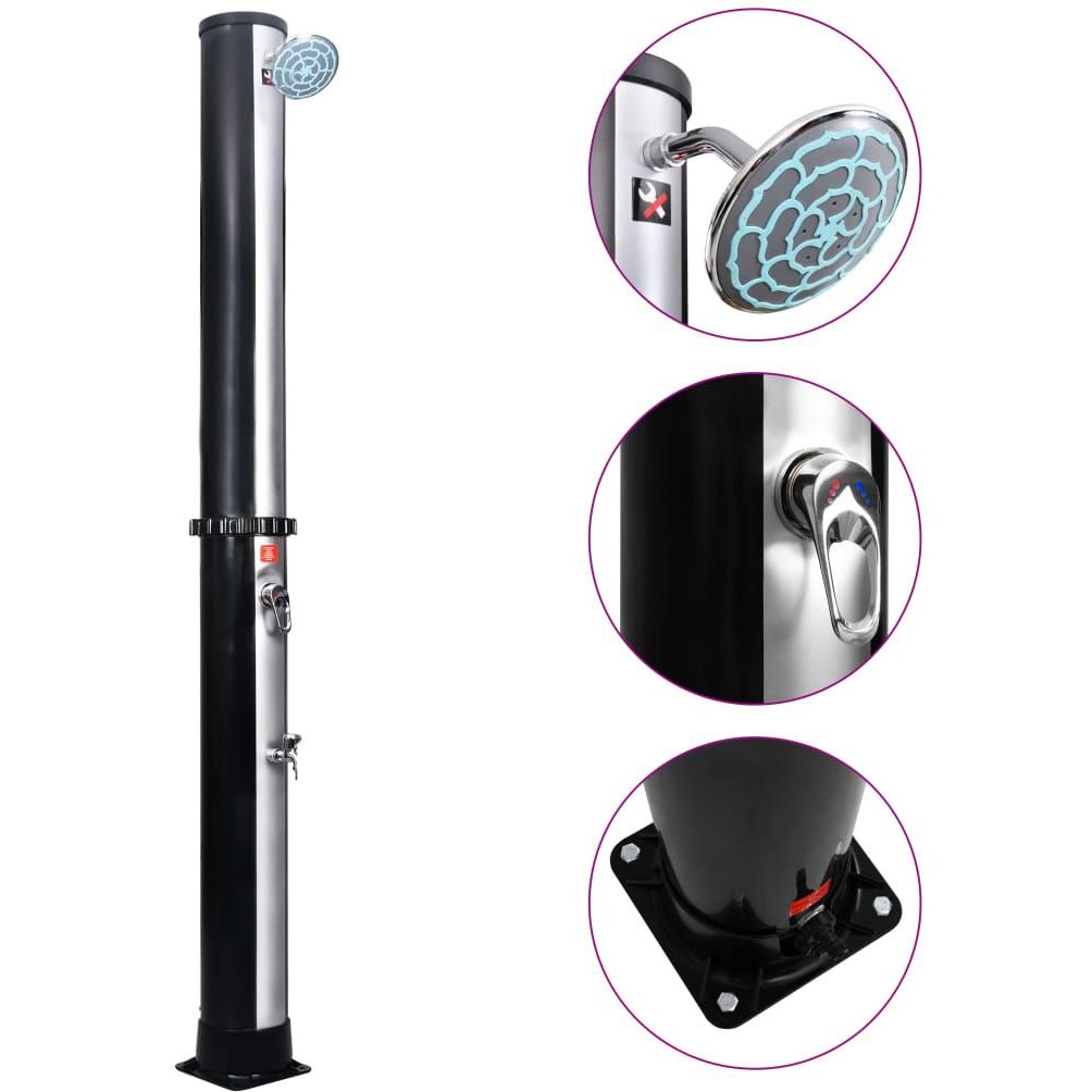 Aurinkolämmitteinen ulkosuihku, suihkupää ja hana 40 l