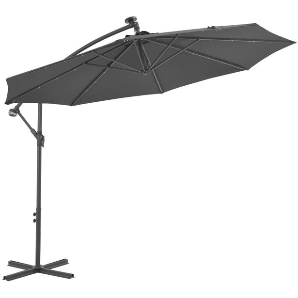 Aurinkovarjo led-valoilla & teräspylväällä 300cm antrasiitti_1