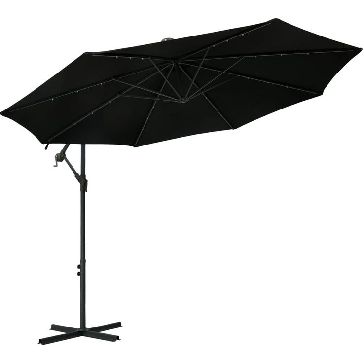 Aurinkovarjo led-valoilla ja teräspylväällä 300 cm musta_1