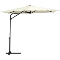 Aurinkovarjo terästangolla 300 cm hiekanvalkoinen