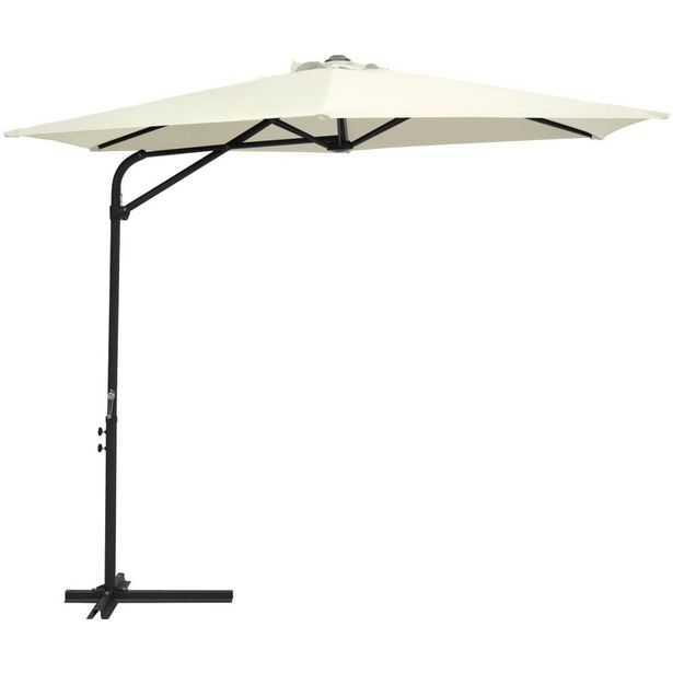 Aurinkovarjo terästangolla 300 cm hiekanvalkoinen_1