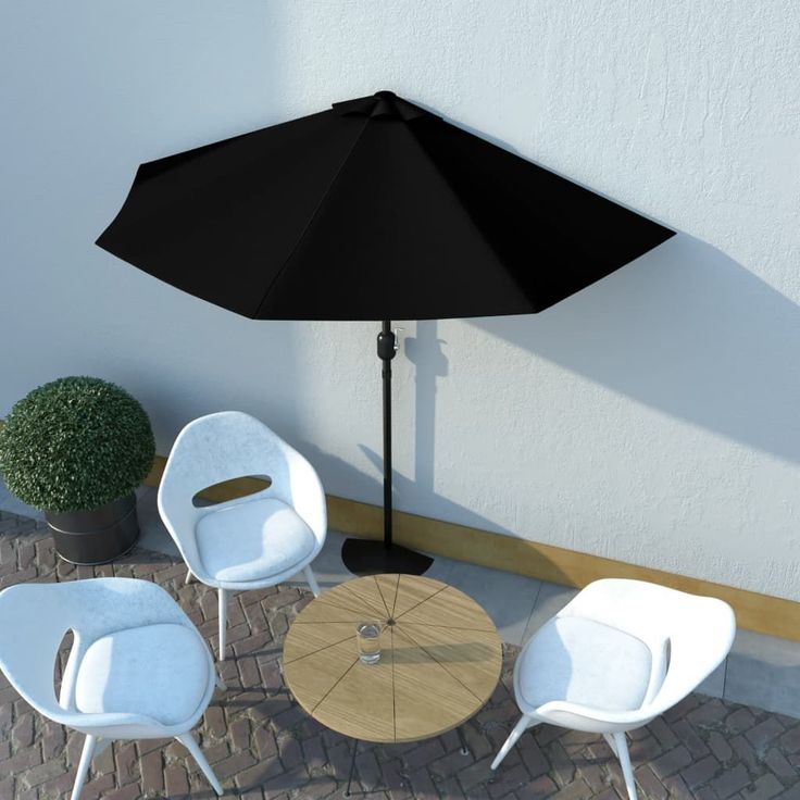 Aurinkovarjo ulkotiloihin alumiinitanko musta 270x135x245cm_1