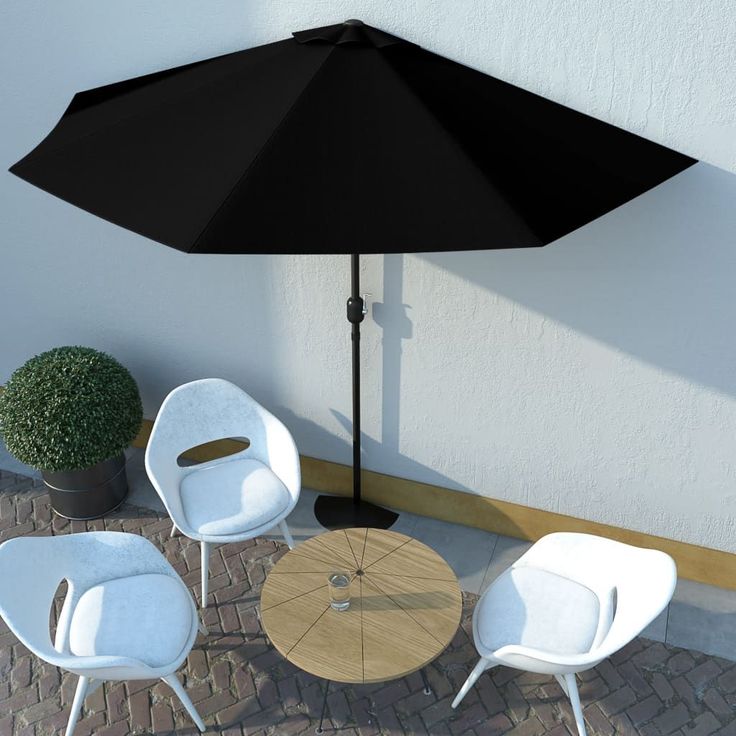 Aurinkovarjo ulkotiloihin alumiinitanko musta 300x150x253cm_1