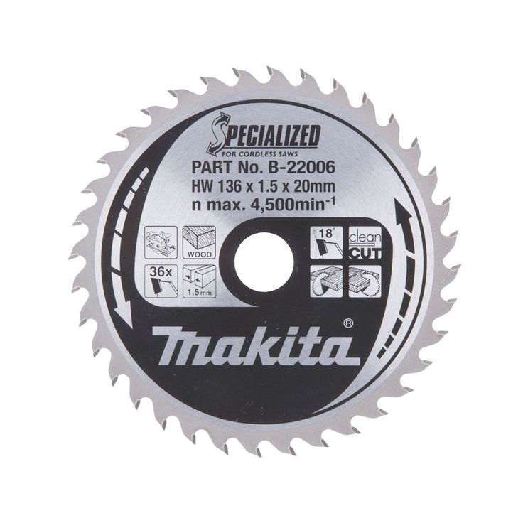 Pyörösahanterä Makita Specialized B-21006, 136x20x1.5mm, 36T