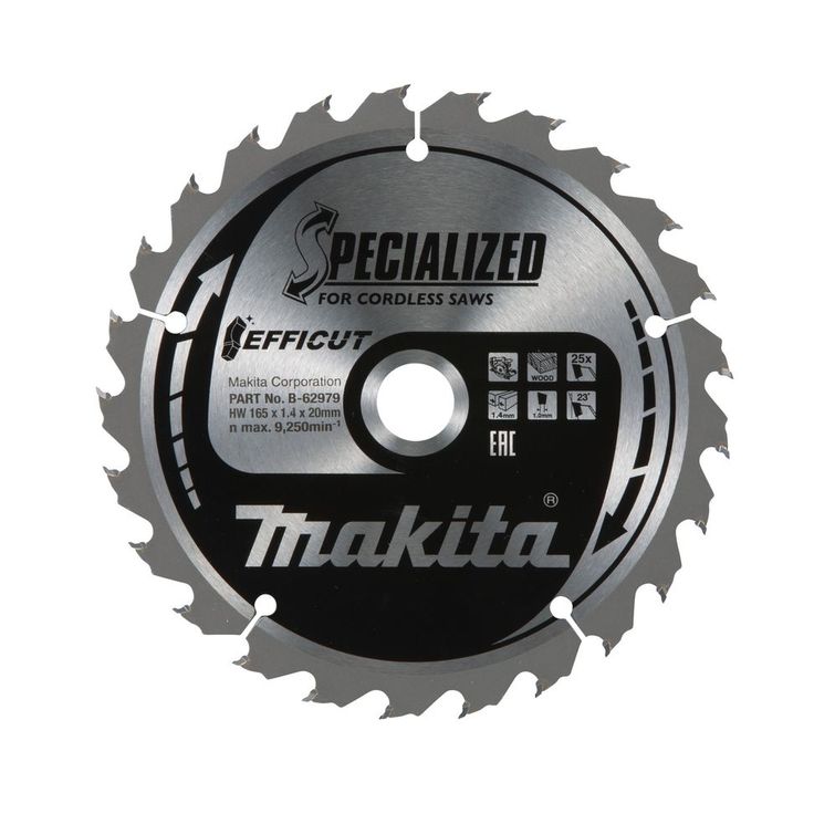 Pyörösahanterä Makita Efficut Specialized B-62979, 165x20x1.4mm, 25T
