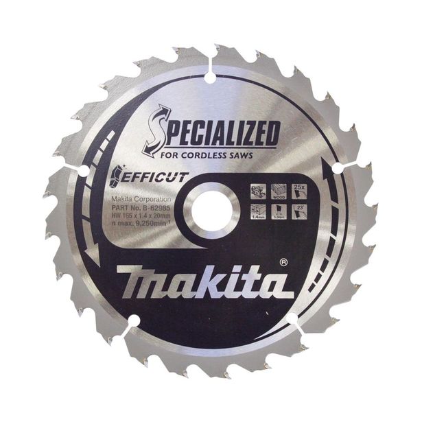 Pyörösahanterä Makita Efficut Specialized B-62985-2, 165x20x1.4mm, 25T, 2kpl