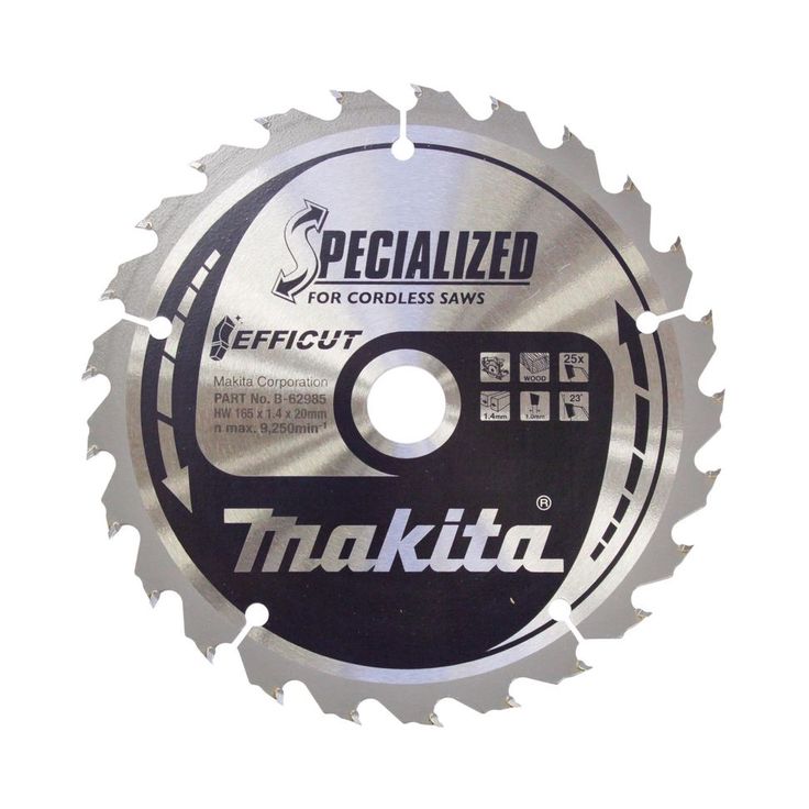 Pyörösahanterä Makita Efficut Specialized B-62985-2, 165x20x1.4mm, 25T, 2kpl