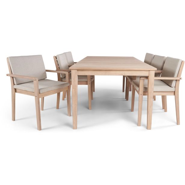 Wagnera Ruokailuryhmä 206 cm ja 6 Kamman Ruokatuolia