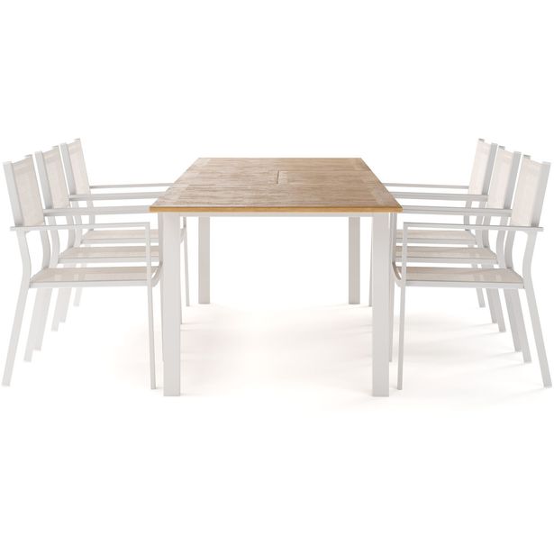 Las Vegas Jatkettava Ruokapöytä 220-280 cm ja 6 Las Vegas Käsinojatuolit