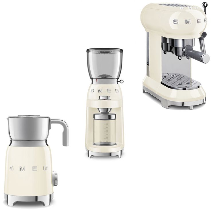 Tuotepaketti Smeg - espressokeitin, kahvimylly ja maidonvaahdotin, beige
