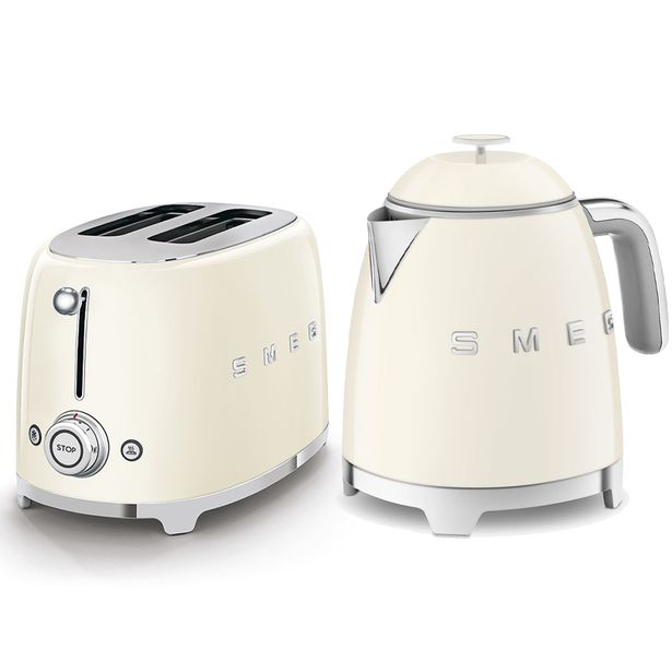 Aamiaispaketti Smeg - leivänpaahdin TSF01 ja vedenkeitin KLF05 0,8 l, beige
