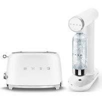 Tuotepaketti Smeg - hiilihapotuslaite ja leivänpaahdin TSF01, mattavalkoinen