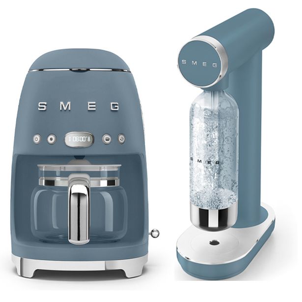 Tuotepaketti Smeg - hiilihapotuslaite ja kahvinkeitin, tummansininen