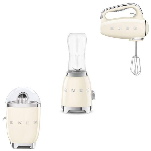 Tuotepaketti Smeg - sitruspuristin, sähkövatkain ja tehosekoitin, beige