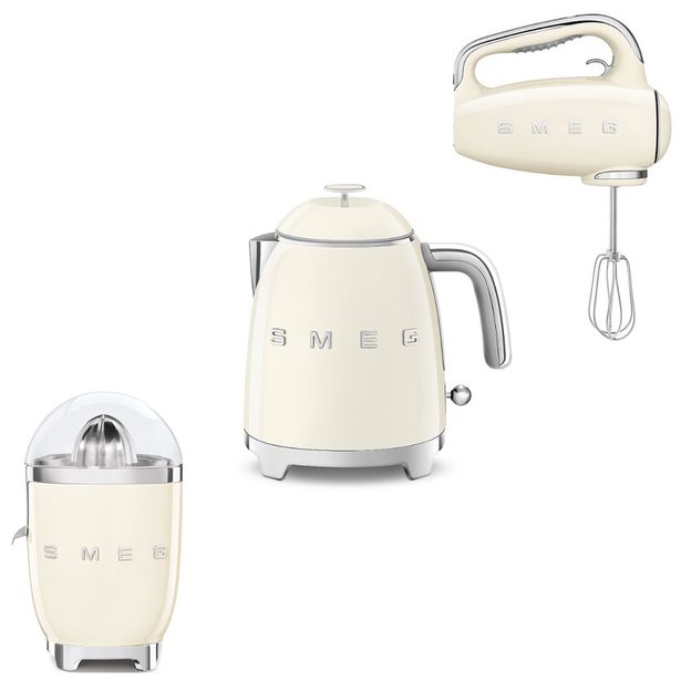 Tuotepaketti Smeg - sitruspuristin, sähkövatkain ja vedenkeitin KLF05 0,8 l, beige