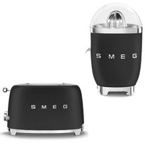Tuotepaketti Smeg - leivänpaahdin TSF01 ja sitruspuristin CJF01, musta