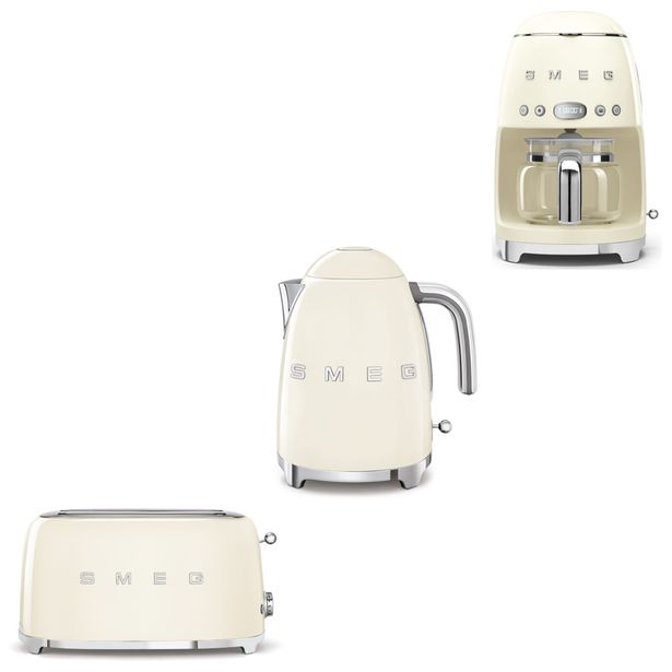 Tuotepaketti Smeg - vedenkeitin KLF03 1,7 l, kahvinkeitin ja leivänpaahdin TSF02, beige