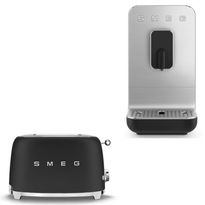 Tuotepaketti Smeg - leivänpaahdin TSF01 ja espressokone BCC11, musta