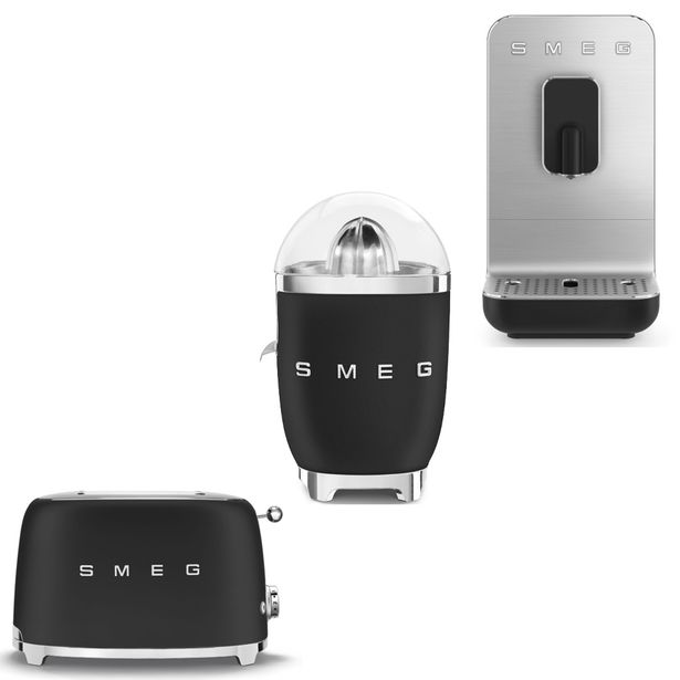Tuotepaketti Smeg - leivänpaahdin TSF01, sitruspuristin CJF01 ja espressokone BCC11